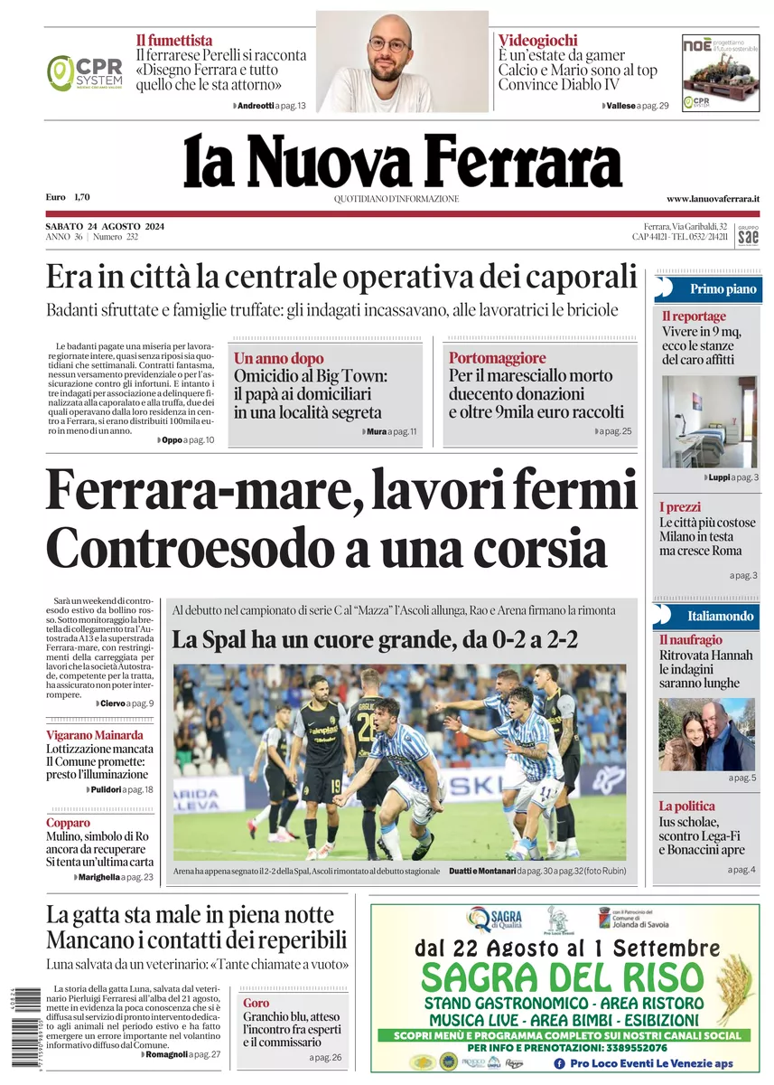 Prima-pagina-nuova ferrara-oggi-edizione-del-2024-08-24